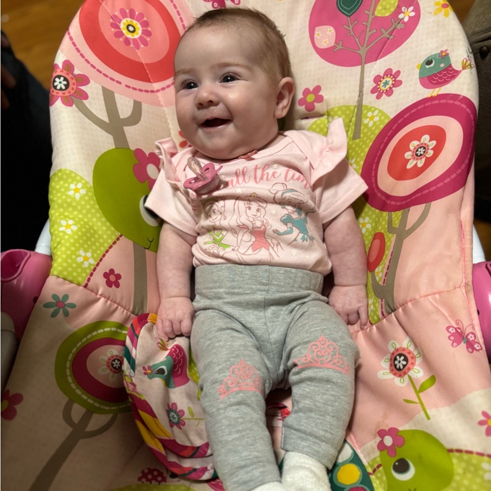 Pink and Gray Baby Outfit with Bow
